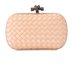Intrecciato Knot Clutch, Satin/Snakeskin, pink, MII, 2*
